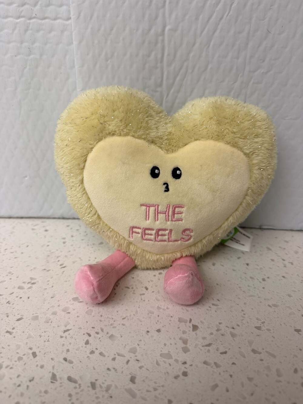 GiggleScape The Feels Heart Plush Toy Yellow Pink 5 Inch